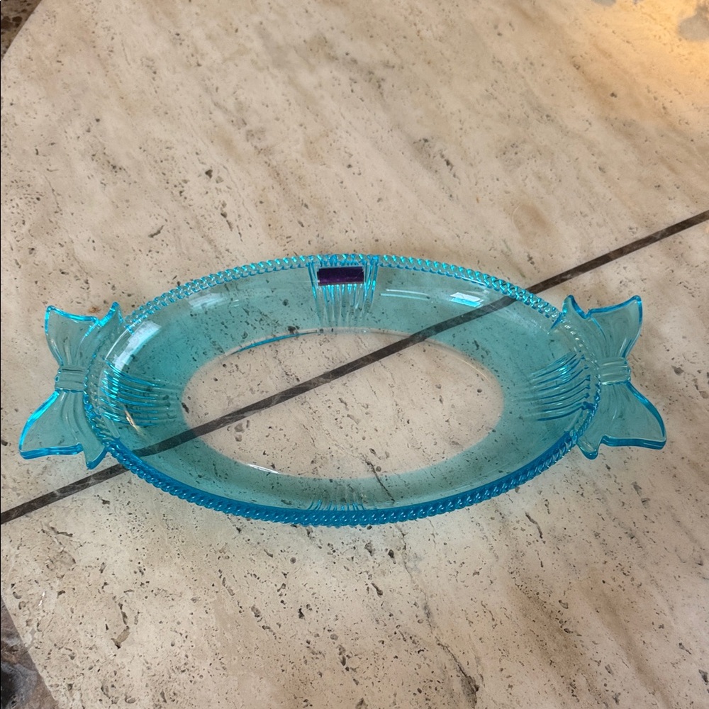 Marquise Aqua Blue Decorative Glass Tray